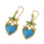 Gold plated dangle earrings, 'Ornate Heart' - Gold Plated Brass and Resin Heart Earrings from Thailand (image 2d) thumbail