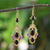 Gold plated brass dangle earrings, 'Ornate Thai' - Gold Plated Brass and Resin Colorful Earrings from Thailand (image 2) thumbail
