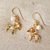 Gold plated cultured pearl dangle earrings, 'Radiant Aries' - Gold Plated Cultured Pearl Aries Earrings from Thailand (image 2b) thumbail