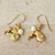 Gold plated cultured pearl dangle earrings, 'Radiant Taurus' - Gold Plated Cultured Pearl Taurus Earrings from Thailand (image 2b) thumbail