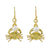 Gold plated cultured pearl dangle earrings, 'Radiant Cancer' - Gold Plated Cultured Pearl Cancer Earrings from Thailand thumbail