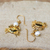 Gold plated cultured pearl dangle earrings, 'Radiant Cancer' - Gold Plated Cultured Pearl Cancer Earrings from Thailand (image 2c) thumbail