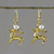 Pendientes colgantes de perlas cultivadas chapadas en oro - Pendientes Sagitario Perla Chapada en Oro de Tailandia