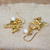Pendientes colgantes de perlas cultivadas chapadas en oro - Pendientes Sagitario Perla Chapada en Oro de Tailandia