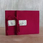 Saa paper journals, 'Fresh Memories' (pair) - Red Fabric Covered Journals from Thailand (Pair)