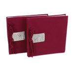 Saa paper journals, 'Fresh Memories' (pair) - Red Fabric Covered Journals from Thailand (Pair)