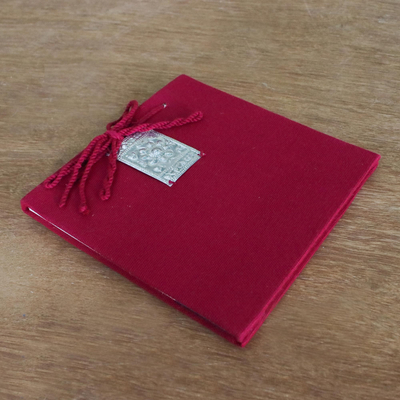 Saa paper journals, 'Fresh Memories' (pair) - Red Fabric Covered Journals from Thailand (Pair)