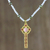 Collar colgante de perlas cultivadas chapado en oro - Collar de cruz rosa de perlas cultivadas chapado en oro de Tailandia