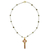 Gold plated cultured pearl pendant necklace, 'Faithful Soul in Pink' - Gold Plated Cultured Pearl Pink Cross Necklace from Thailand thumbail