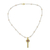 Gold plated cultured pearl pendant necklace, 'Faithful Soul in Purple' - 22k Gold Plated Cultured Pearl Purple Cross Necklace