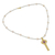 Gold plated cultured pearl pendant necklace, 'Faithful Soul in Purple' - 22k Gold Plated Cultured Pearl Purple Cross Necklace (image 2c) thumbail