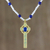 Gold plated cultured pearl and lapis lazuli pendant necklace, 'Faithful Soul in Blue' - Gold Plated Cultured Pearl and Lapis Lazuli Cross Necklace thumbail