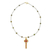 Gold plated cultured pearl pendant necklace, 'Faithful Soul in Red' - Gold Plated Cultured Pearl Red Cross Necklace from Thailand (image 2a) thumbail