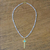 Halskette mit vergoldetem Zuchtperlenanhänger - Halskette mit Aqua-Kreuz aus 22 Karat vergoldeten Zuchtperlen