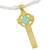 Gold plated cultured pearl pendant necklace, 'Faithful Soul in Aqua' - 22k Gold Plated Cultured Pearl Aqua Cross Necklace (image 2c) thumbail