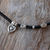 Silver beaded bracelet, 'Inner Heart' - Karen Silver Heart Charm Beaded Bracelet from Thailand (image 2c) thumbail