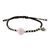 Rose quartz beaded bracelet, 'Pink Smile' - Karen Silver and Rose Quartz Floral Bracelet from Thailand thumbail