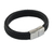 Leather wristband bracelet, 'Best Friend in Black' - Black Braided Leather Wristband Bracelet from Thailand