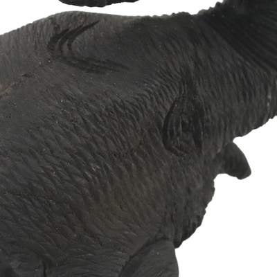 Teak wood statuette, 'Elephant Smile of Welcome' - Thai Elephant Statuette, Carved by Hand of Teak Wood