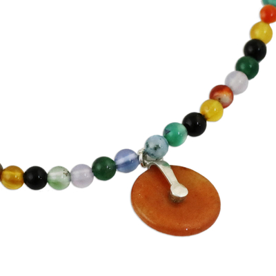 Quartz Multi-Gem Beaded Pendant Necklace from Thailand