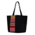 Cotton tote bag, 'Spring in Thailand' - Black Cotton Tote Bag with Stripe Design from Thailand