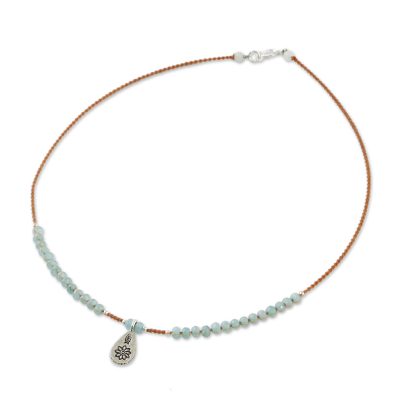 Quartz pendant necklace, 'Chiang Mai Rain' - Quartz and Karen Silver Pendant Necklace from Thailand