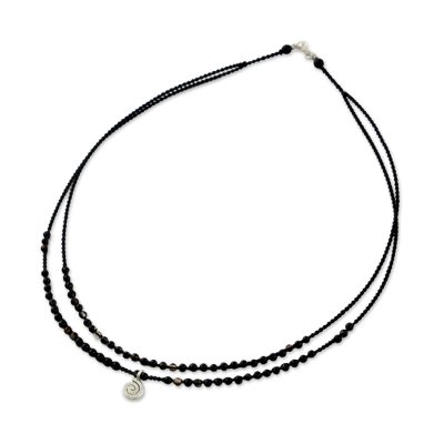Agate pendant necklace, 'Bohemian Current' - Agate and Karen Silver Pendant Necklace from Thailand