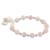 Rose quartz beaded bracelet, 'Soft Hearts' - Rose Quartz Beaded Bracelet with Heart Charms from Thailand