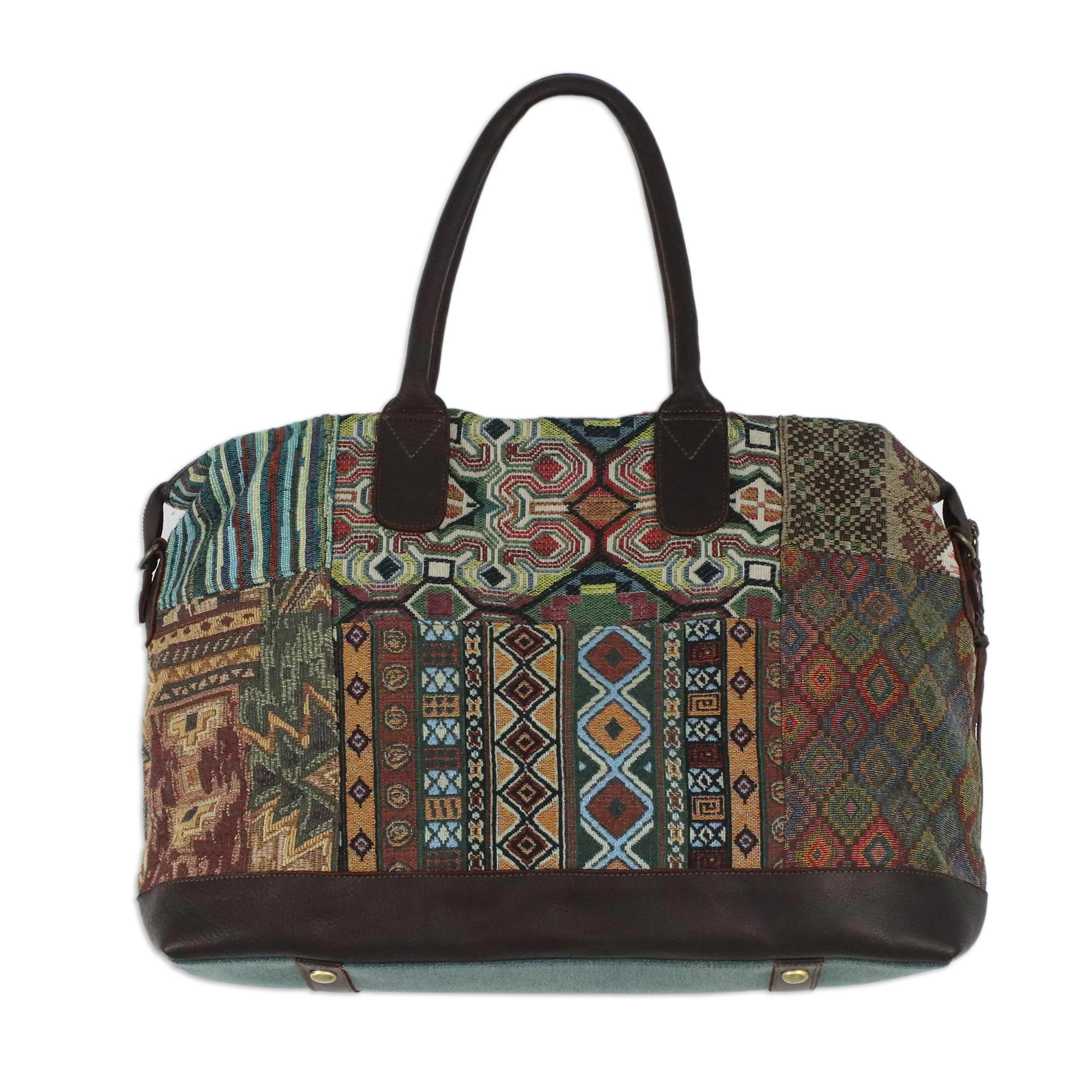 Leather Accent Cotton Blend Handbag from Thailand - Exotic Traveler ...