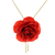 Natural rose lariat necklace, 'Garden Rose in Red' - Gold and Genuine Red Rose Necklace from Thailand