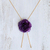 Natural rose lariat necklace, 'Garden Rose in Purple' - Purple Rose Statement Necklace from Thailand thumbail