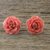 Natural rose button earrings, 'Flowering Passion in Pink' - Natural Rose Button Earrings in Pink from Thailand thumbail
