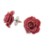 Natural rose button earrings, 'Flowering Passion in Cerise' - Natural Rose Button Earrings in Cerise from Thailand (image 2c) thumbail