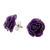 Natural rose button earrings, 'Flowering Passion in Purple' - Natural Rose Button Earrings in Purple from Thailand