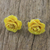 Natural rose button earrings, 'Flowering Passion in Yellow' - Natural Rose Button Earrings in Yellow from Thailand