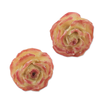 Natürliche Rosenknopf-Ohrringe - Kunsthandwerklich gefertigte natürliche Rosenknopf-Ohrringe aus Thailand