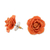 Natural rose button earrings, 'Flowering Passion in Orange' - Natural Rose Button Earrings in Orange from Thailand