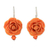 Natural rose dangle earrings, 'Floral Temptation in Orange' - Natural Rose Dangle Earrings in Orange from Thailand