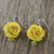 Natural rose dangle earrings, 'Floral Temptation in Yellow' - Natural Rose Dangle Earrings in Yellow from Thailand