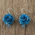 Ohrhänger aus natürlichen Rosen - Natürliche Rosen-Ohrhänger in Azurblau aus Thailand