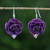 Natural rose dangle earrings, 'Floral Temptation in Purple' - Natural Rose Dangle Earrings in Purple from Thailand (image 2) thumbail