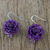 Natural rose dangle earrings, 'Floral Temptation in Purple' - Natural Rose Dangle Earrings in Purple from Thailand (image 2b) thumbail