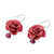 Natural rose dangle earrings, 'Floral Temptation in Cerise' - Natural Rose Dangle Earrings in Cerise from Thailand (image 2c) thumbail