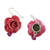 Natural rose dangle earrings, 'Floral Temptation in Cerise' - Natural Rose Dangle Earrings in Cerise from Thailand (image 2d) thumbail