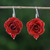 Natural rose dangle earrings, 'Floral Temptation in Red' - Natural Rose Dangle Earrings in Red from Thailand thumbail