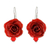 Natural rose dangle earrings, 'Floral Temptation in Red' - Natural Rose Dangle Earrings in Red from Thailand (image 2a) thumbail
