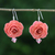 Pendientes colgantes rosas naturales - Pendientes colgantes de rosa natural en rosa de Tailandia