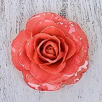 Natural rose brooch, 'Rosy Mood in Pink' - Artisan Crafted Natural Rose Brooch in Pink from Thailand