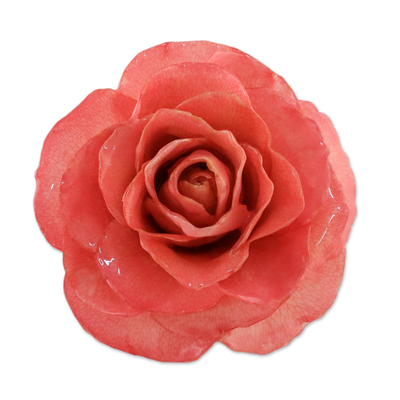 Artisan Crafted Natural Rose Brooch in Pink from Thailand