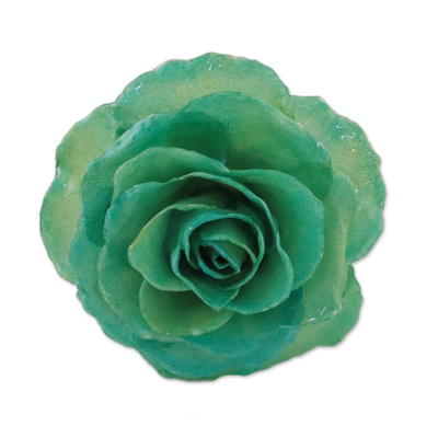 UNICEF Market | Artisan Crafted Natural Rose Brooch in Green from Thailand  - Rosy Mood in Green